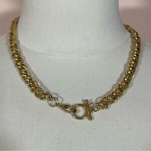 Vintage 1980 90 retro Heavy double Cuban Link Gold thick Chain Choker necklace